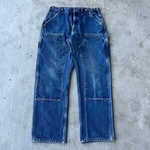 Vintage Y2K Carhartt blue denim double knee work wear carpenter pants